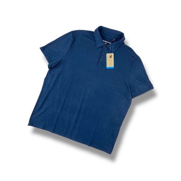 NEW BEARBOTTOM Mens 'Tech Polo' Shirt 2XL Heather Blue Performance Stretch NWT - Picture 1 of 10